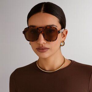 Aire Whirlpool Dark Tort Brown Gradient Oversized Shield Sunglasses NWOT